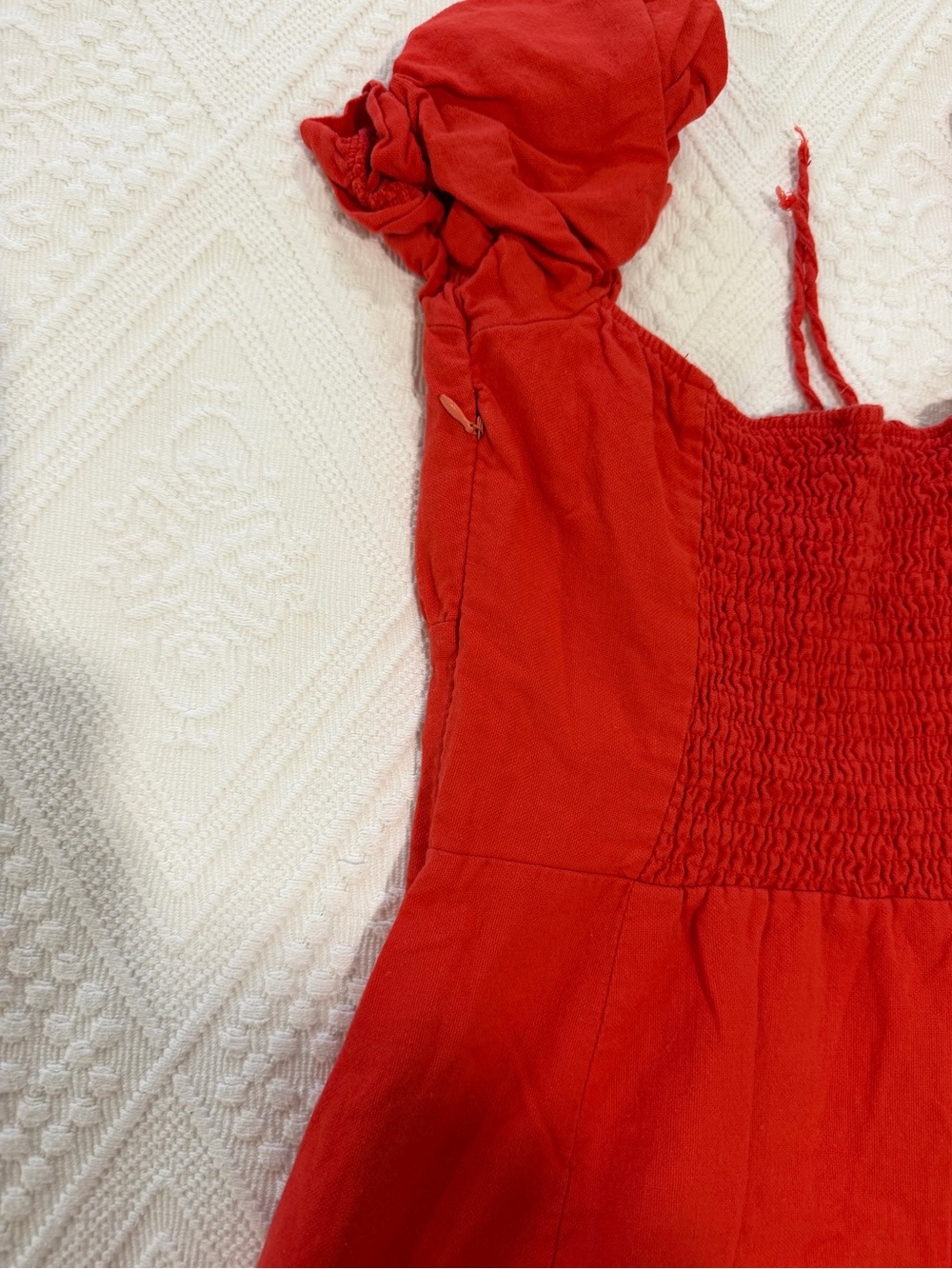 Bershka Red Ruched Puff-Sleeve Mini Dress - Picture 6 of 6